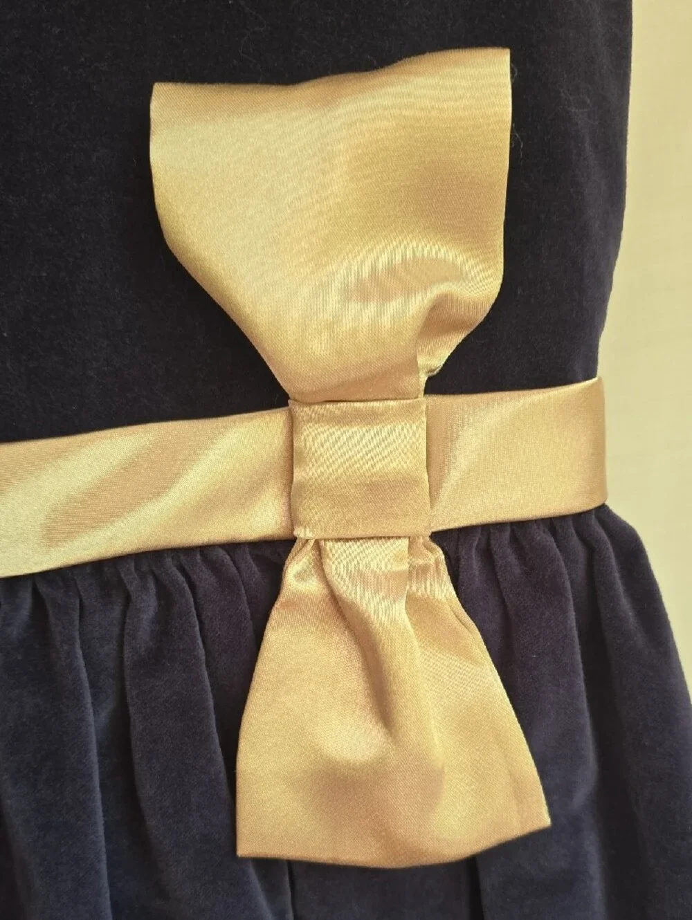 Gymboree Navy Velvet Dress with Ivory Bow
